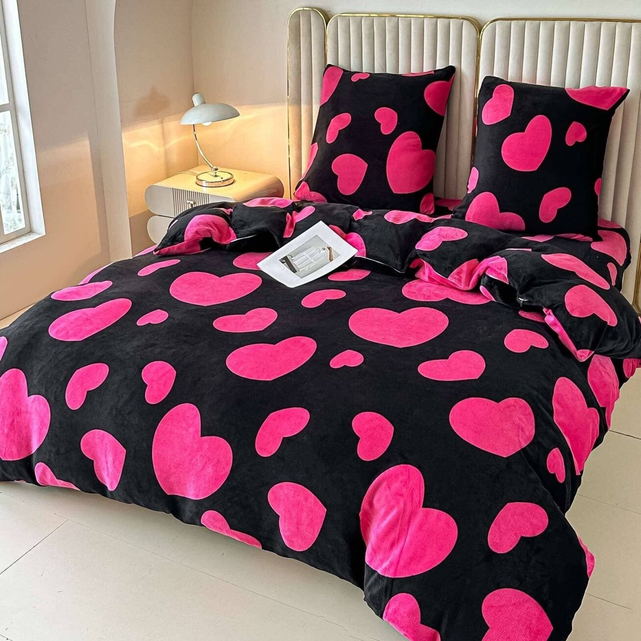 Pliušinis patalynės komplektas, Soft Velour, 160x200 cm., 4 dalių, paklodė su guma