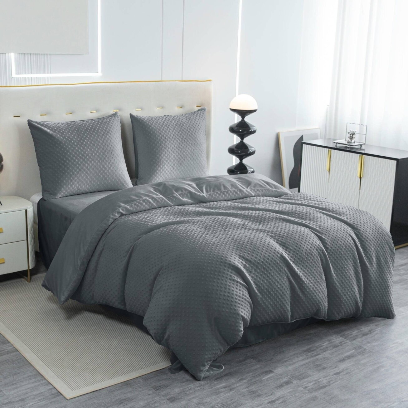 Pliušinis patalynės komplektas, Velour, 160x200 cm., 4 dalių 1 Pliušinis patalynės komplektas, Velour, 160x200 cm., 4 dalių 1