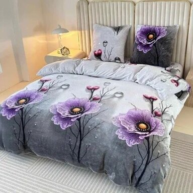 Pliušinis patalynės komplektas, Soft Velour, 160x200 cm., 4 dalių, paklodė su guma Pliušinis patalynės komplektas, Soft Velour, 160x200 cm., 4 dalių, paklodė su guma