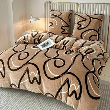 Pliušinis patalynės komplektas, Soft Velour, 160x200 cm., 4 dalių, paklodė su guma Pliušinis patalynės komplektas, Soft Velour, 160x200 cm., 4 dalių, paklodė su guma